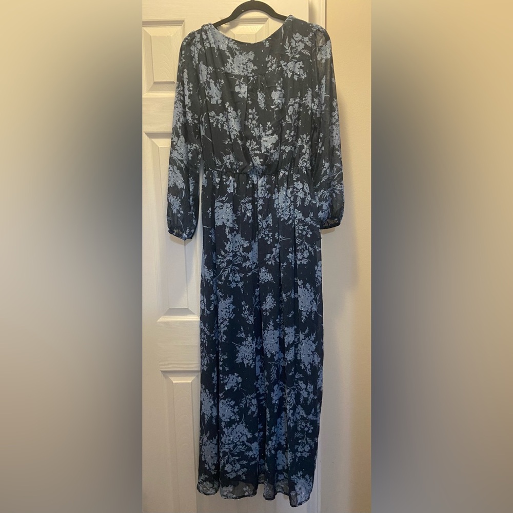 Premier Navy Floral Long Sleeve Dress